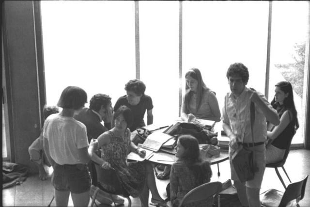 students at table