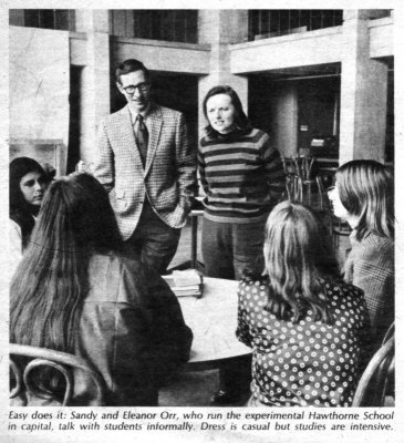 Sandy and Eleanor talk with students
