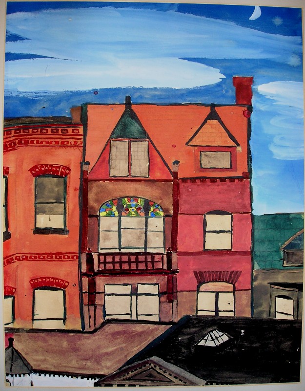 Painting showing view from 1221 tower toward M Street